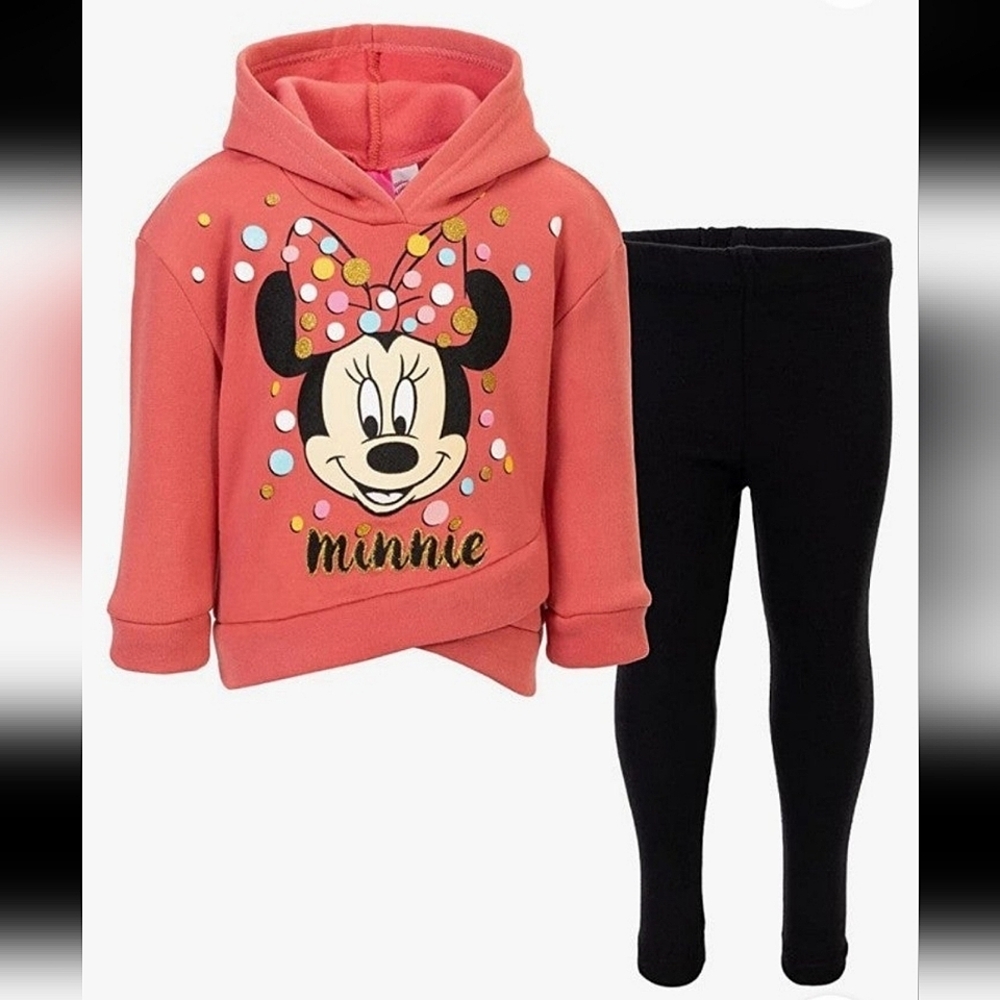 Disney Minnie Mouse Mickey Mouse Fleece Hoodie and Leggings Outfit Set (size 6X)